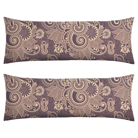 Retro Paisley Body Pillow Cover 20x54 - Colorful Vintage Long Pillow Case with Zipper, Stretchy & Durable Full-Length Support Pillowcase for Bed, Sofa, Office Chair