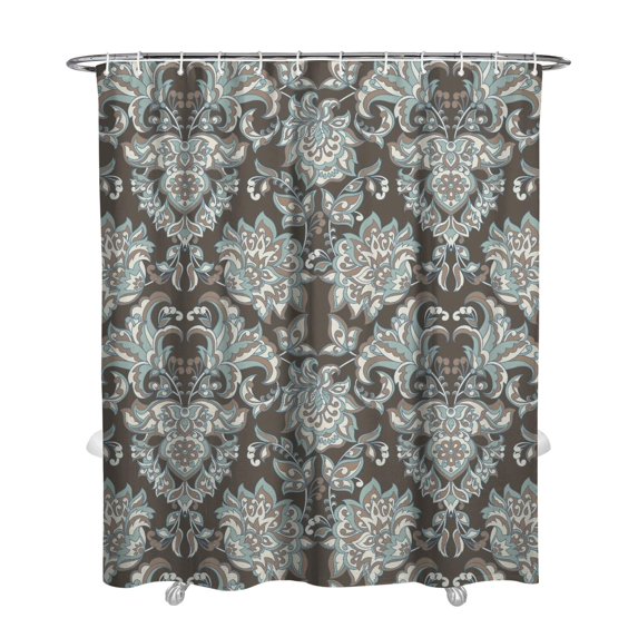 Retro Paisley Floral Curtain 72x84 Inches, Quick-Dry Polyester with Hooks, Colorful Boho Artistic Design for Bathrooms