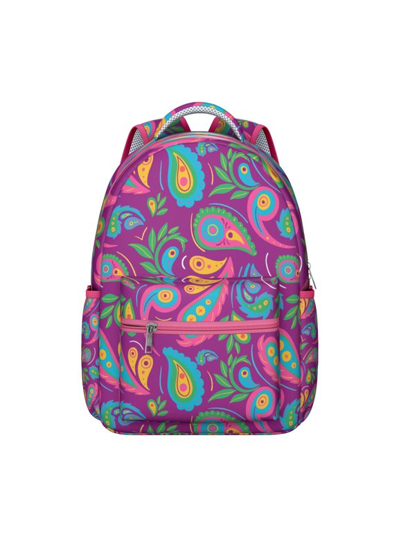 Retro Paisley Floral School Backpack for Students Comfortable and Durable Boho Vintage Floral Pattern Backpack with Abstract and Mandala Inspired Design
