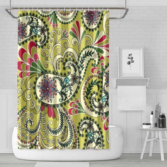 Retro Paisley Floral Shower Curtain Boho Chic Aesthetic Colorful Bathroom Curtain 72x72 Inch Machine Washable Quick Dry