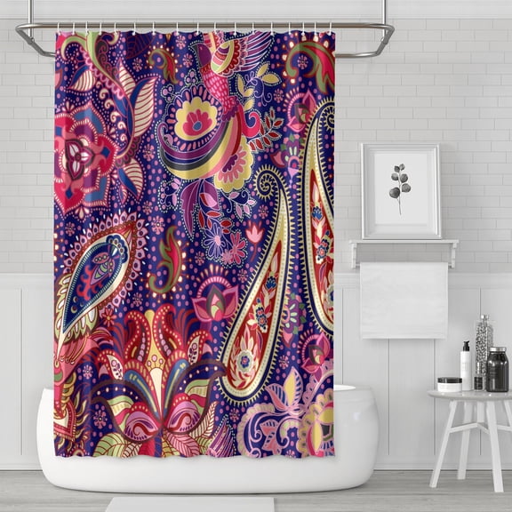 Retro Paisley Floral Shower Curtain Boho Chic Aesthetic Colorful Bathroom Curtain 72x72 Inch Machine Washable Quick Dry