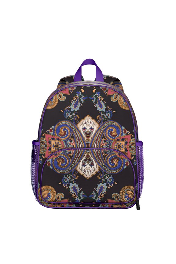 Retro Paisley Floral Students Backpack - Boho Chic Ethnic Vibrant Indian Tribal Pattern, Lightweight Durable Oxford Fabric Comfortable Dual Shoulder Support