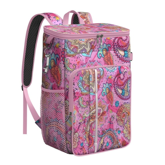Retro Paisley Print Insulated Backpack Cooler, Leak Proof & High-Performance Insulation, Ideal for Camping, Travel, Beach, and BBQ, Comfortable & Convenient