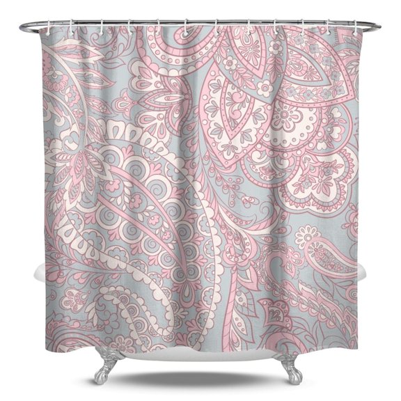 Retro Paisley Shower Curtain Boho Chic Ethnic Pattern Waterproof Bathroom Curtain 84x72 Inch Quick Dry Polyester with Metal Grommets & Hooks Included