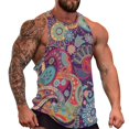 thumbnail image 1 of Retro Paisley Tank Top And Blue Muscle Tops Summer ing Men Custom Sleeveless Shirts Plus, 1 of 5