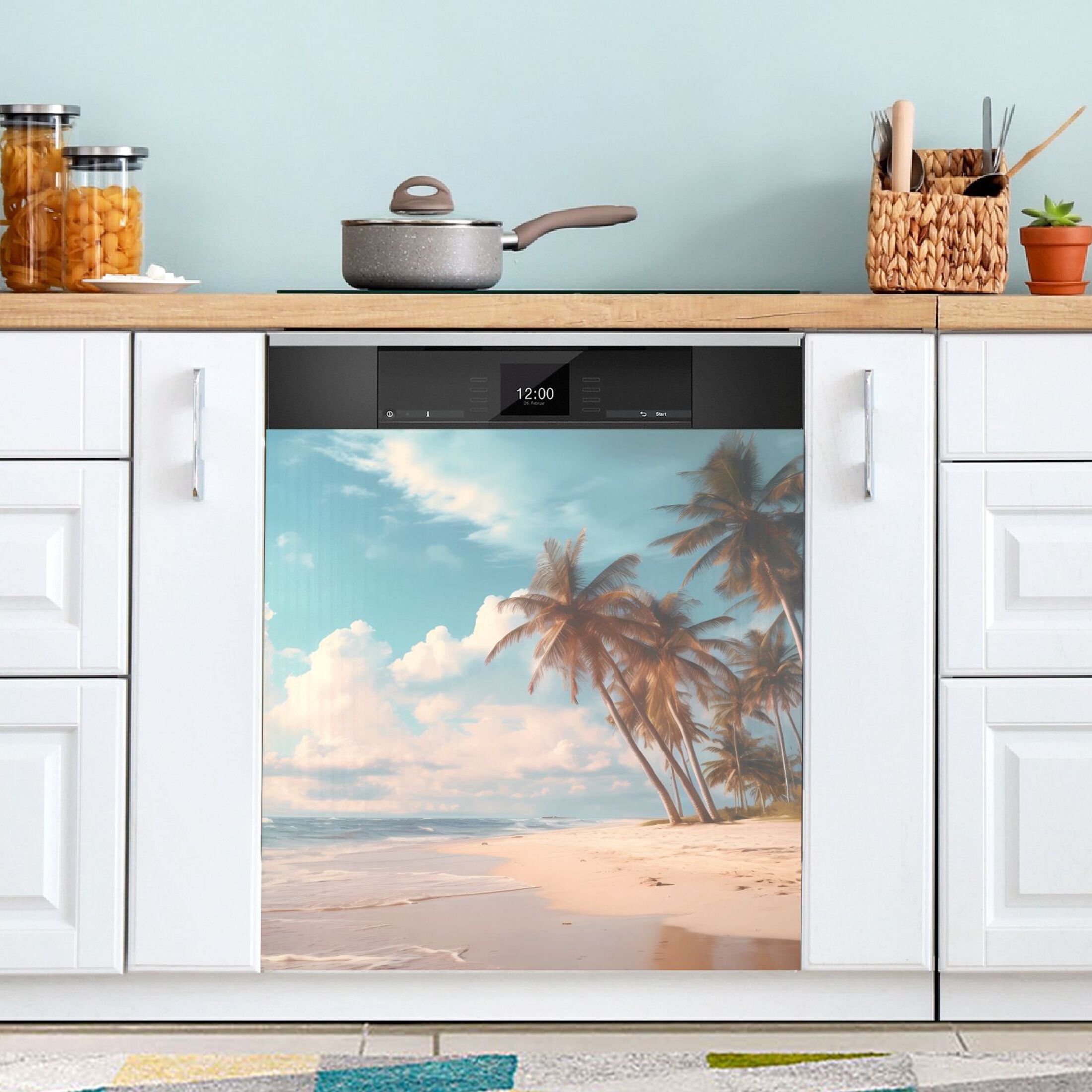 Retro Palm Beach Dishwasher Cover Refrigerator