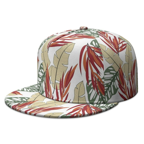 Retro Palm Leaf Snapback Hat - Adjustable Cap for Men Women | Hawaiian Design