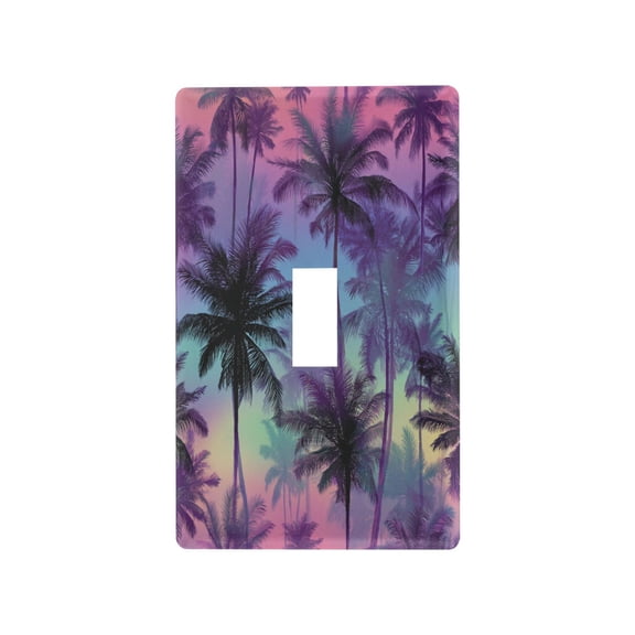 Retro Palm Silhouettes Decorative Wall Plate, Flame Retardant PC Plastic Light Switch & Outlet Cover with Mounting Screws Fits Toggle Switch