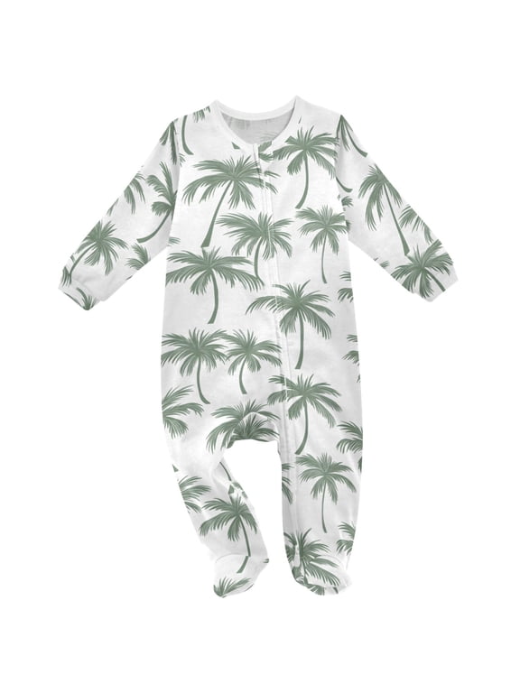 Retro Palm Tree Baby Sleeper One-Piece Footies Newborn Roomper 3Months