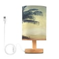 thumbnail image 1 of Retro Palm Tree Landscape Bedside Table Lamp LED Desk Lamps with USB Charging Port Cylinder Retro Warm Lights for Bedroom Living Room Coffee Bar Decoration, 1 of 7