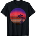 thumbnail image 1 of Retro Palm Tree Shirt Sunset Tropical Beach Surfboard T-Shirt, 1 of 4
