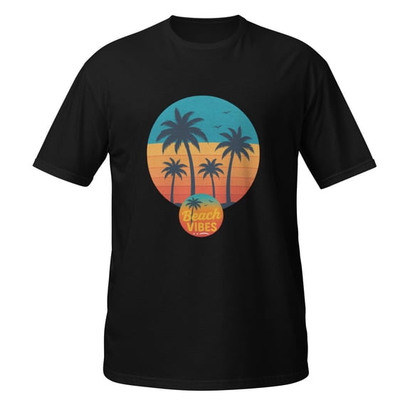 Retro Palm Tree Summer Tee, Tropical Sunset Graphic Shirt, Unisex Vacation Shirt, Beachwear Gift, Beach Vibes Unisex Cotton T-Shirt, Sizes S-5XL