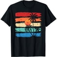 thumbnail image 1 of Retro Palm Tree Tropical Beach Sunset T-Shirt, 1 of 4