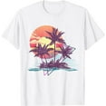 thumbnail image 1 of Retro Palm Trees Beach Sunset Tropical Summer T-Shirt, 1 of 5