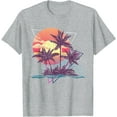thumbnail image 1 of Retro Palm Trees Beach Sunset Tropical Summer Unisex T-Shirt for Men Women Kids Toddler, 1 of 5