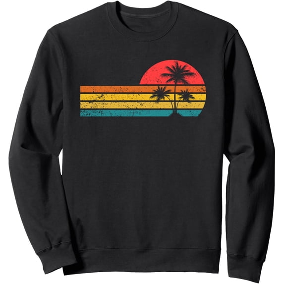 Tree Plan In Graphics Retro Palm Trees Sunset Summer Vacation Graphic Sweatshirt - Walmart.com