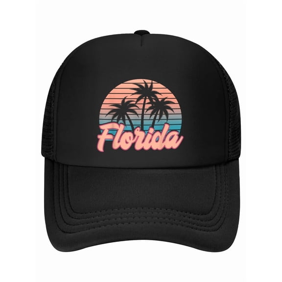 Retro Palm Trees Tropical Summer Vibes Florida Baseball Cap