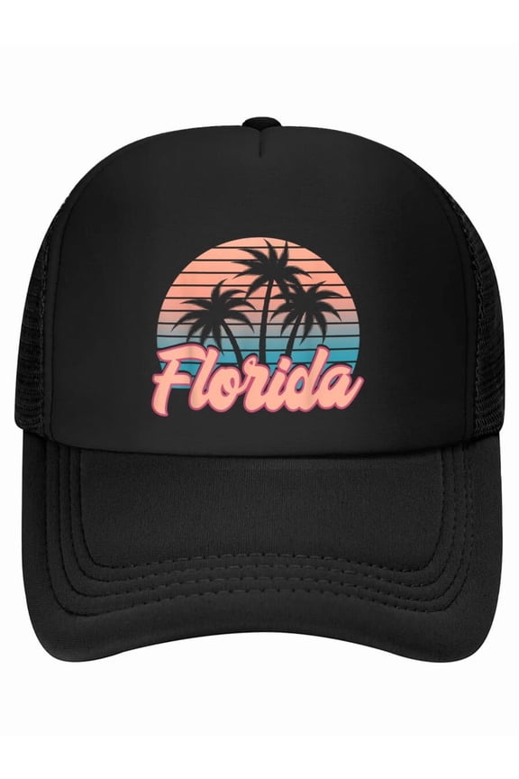 Retro Palm Trees Tropical Summer Vibes Florida Baseball Cap
