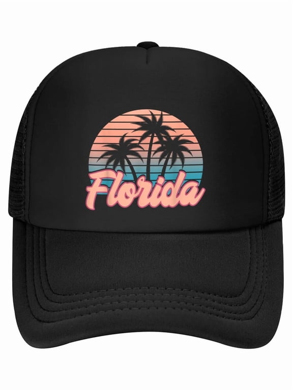 Retro Palm Trees Tropical Summer Vibes Florida Baseball Cap