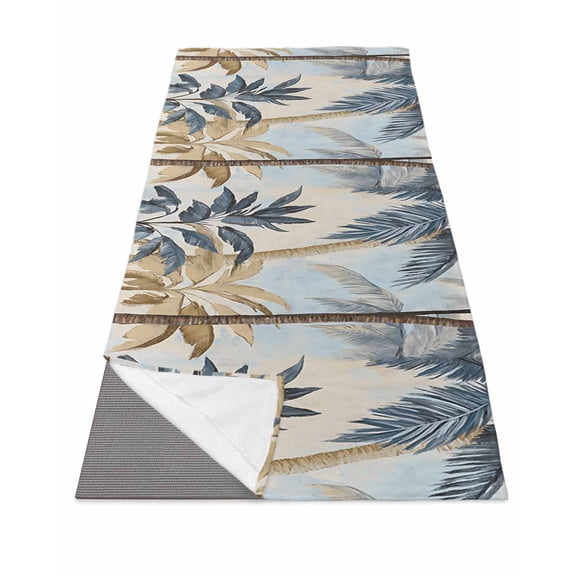 Retro Palm Trees Yoga Towel for Hot Yoga Non Slip, Summer Botanical Vintage Watercolor Yoga Mat Towel Absorbent Yoga Sweat Towels Microfiber Hot Yoga Blanket for Bikram Pilates 26"x70"