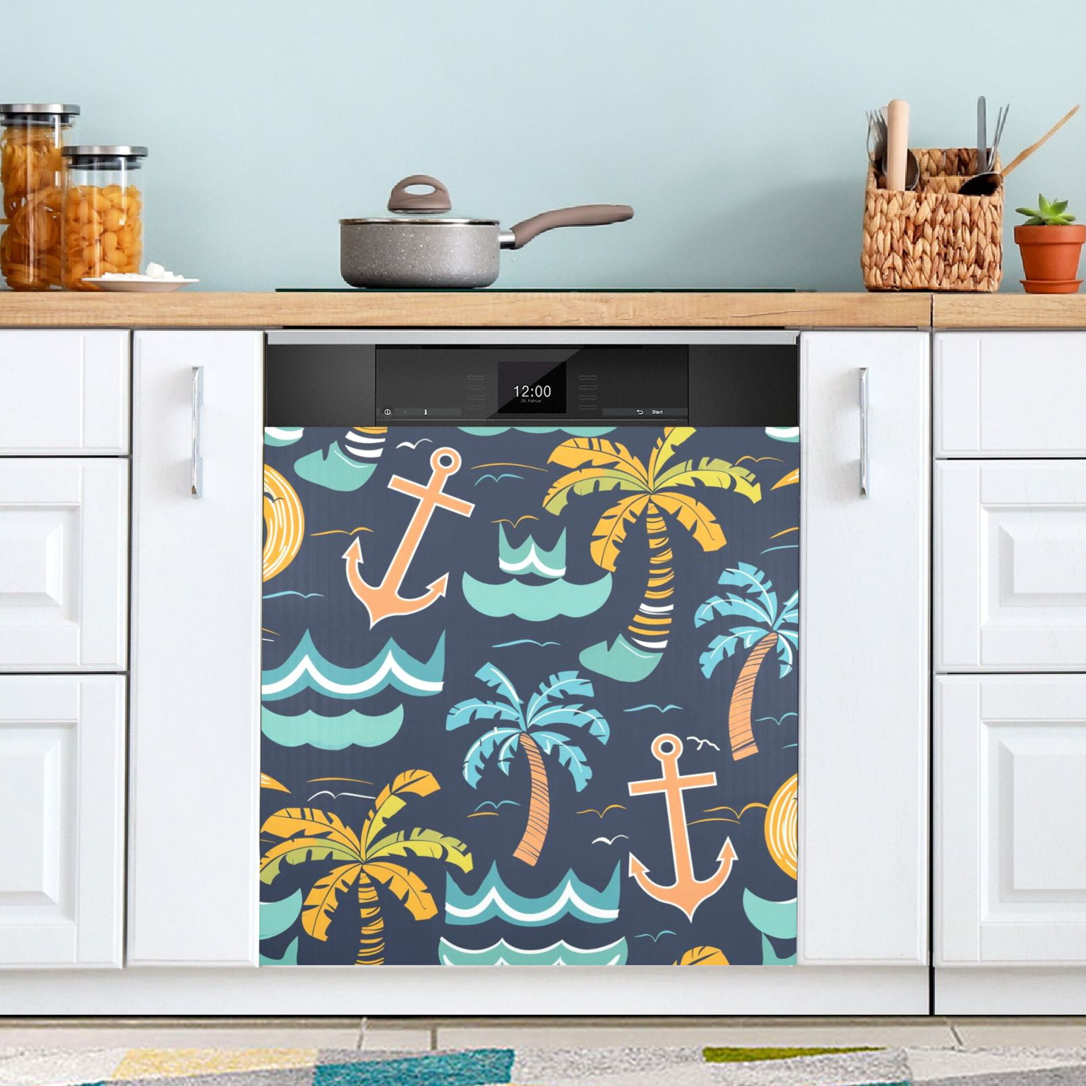 Retro Palm Trees and Spear Dishwasher Cover