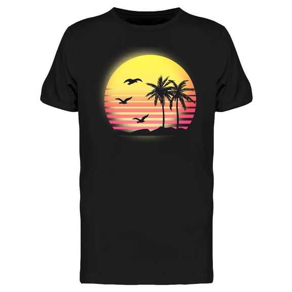 Retro Palms Beach Sunset T-Shirt Men -Image by Shutterstock, Male Large
