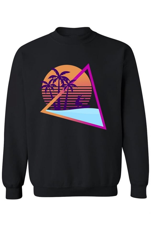 Retro Palms Vaporwave Sweatshirt Women -Image by Shutterstock, Female Large