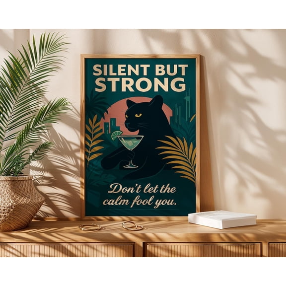 Retro Panther Cocktail Jungle Bar Martini Poster Unframed Paper Print