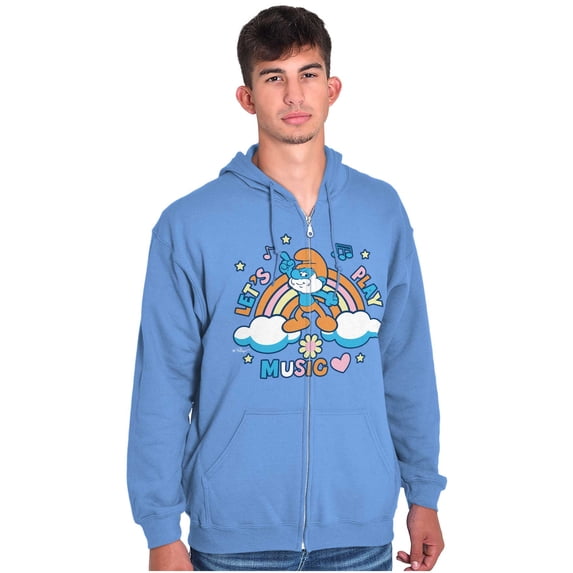 Retro Papa Smurf Lets Play Music Zip Up Hoodie Men's Women's Brisco Brands X