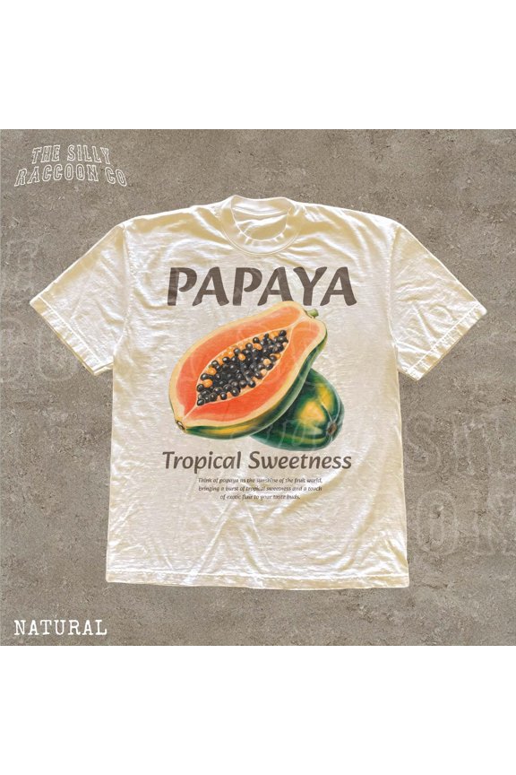 Retro Papaya T-shirt Men, Tropical Fruit Shirt, Cottagecore Foodie Tee, Trendy Botanical Top, Vintage Farmers Market Gift