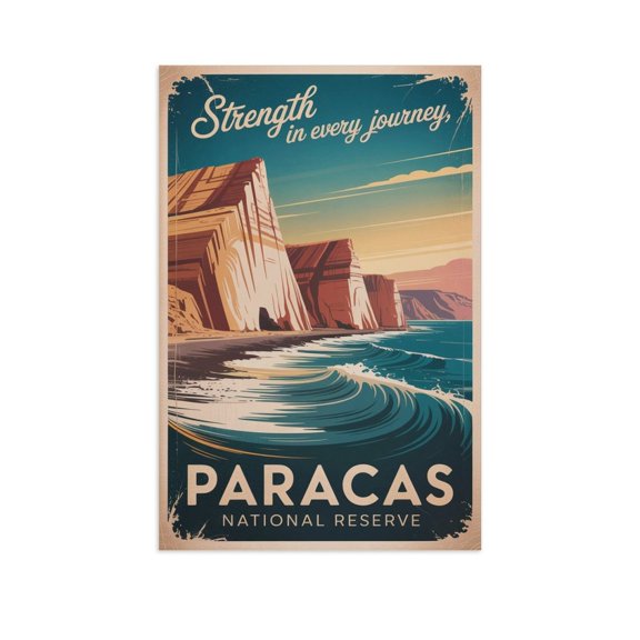 Retro Paracas National Reserve Poster Motivational Inspirational Vintage Travel Wall Art for Home Study Room Library Reflection Space Print Poster