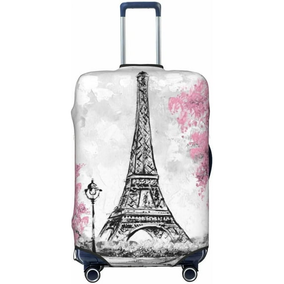 Retro Paris Eiffel Tower Luggage Suitcase Covers Elastic Washable Luggage Protector Travel Suitcase Protective Cover For Kid And Adult, L (Fit 25-29 Inch Luggage)