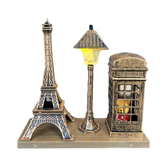 Retro Paris Tower Street Lamp Ornaments Bronze Tabletop Decor, 1* Paris Ornaments Desktop Ornaments(Plastic, One Size)