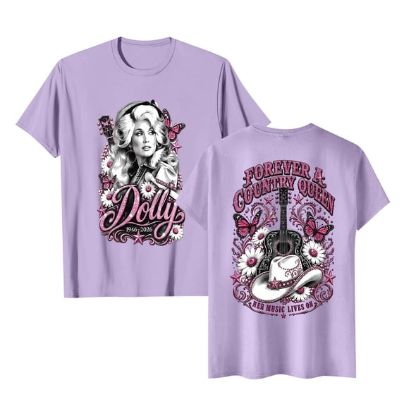 Retro Parton Memorial T-shirt for Men and Women Graphic Dolly T-shirts Unisex Short Sleeve Round Neck T-shirts for Vintage Country Music Tribute,(S)