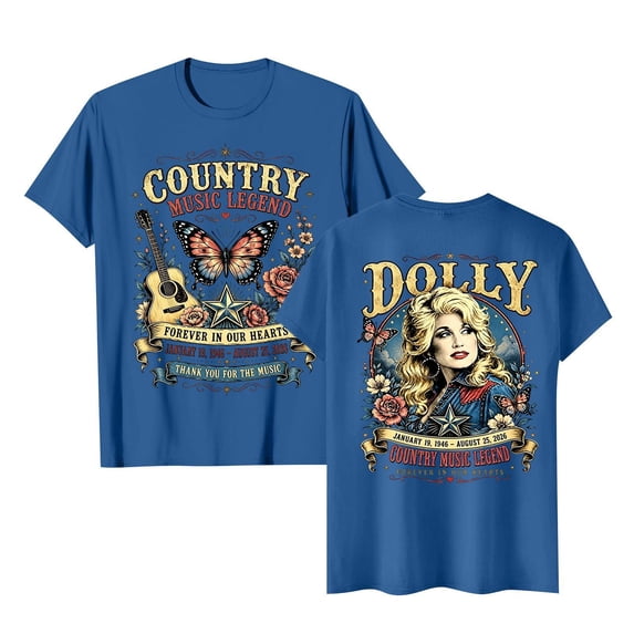 Retro Parton Memorial T-shirt for Men and Women Graphic Dolly T-shirts Unisex Short Sleeve Round Neck Tops for Fans Memorial Gift Apparel,(S)