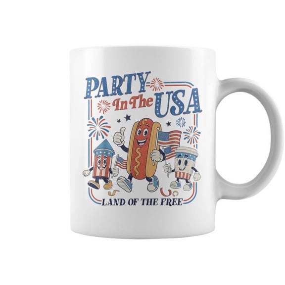 Retro Party In The Usa Hot Dog Flag Usa 4Th Of July Party Coffee Mugs