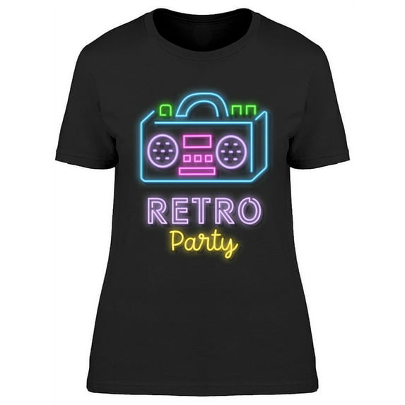 Retro Party Neon Sign T-Shirt Women -Image by Shutterstock, Female Large