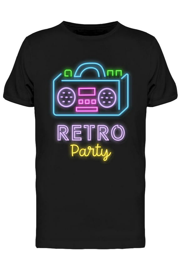 Retro Party Neon   T-Shirt Men -Image by Shutterstock, Male x-Large