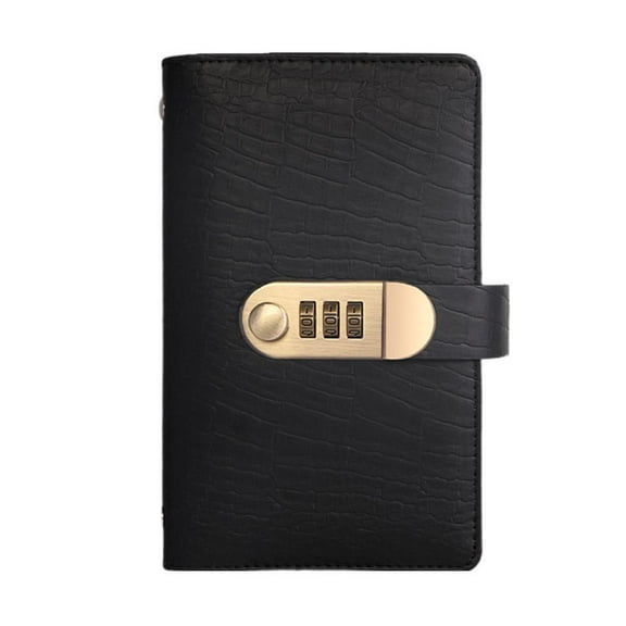 Retro Password Lock Cash Book - High-Quality PU Secure Storage Notebook with Double-Sided Visible Pages