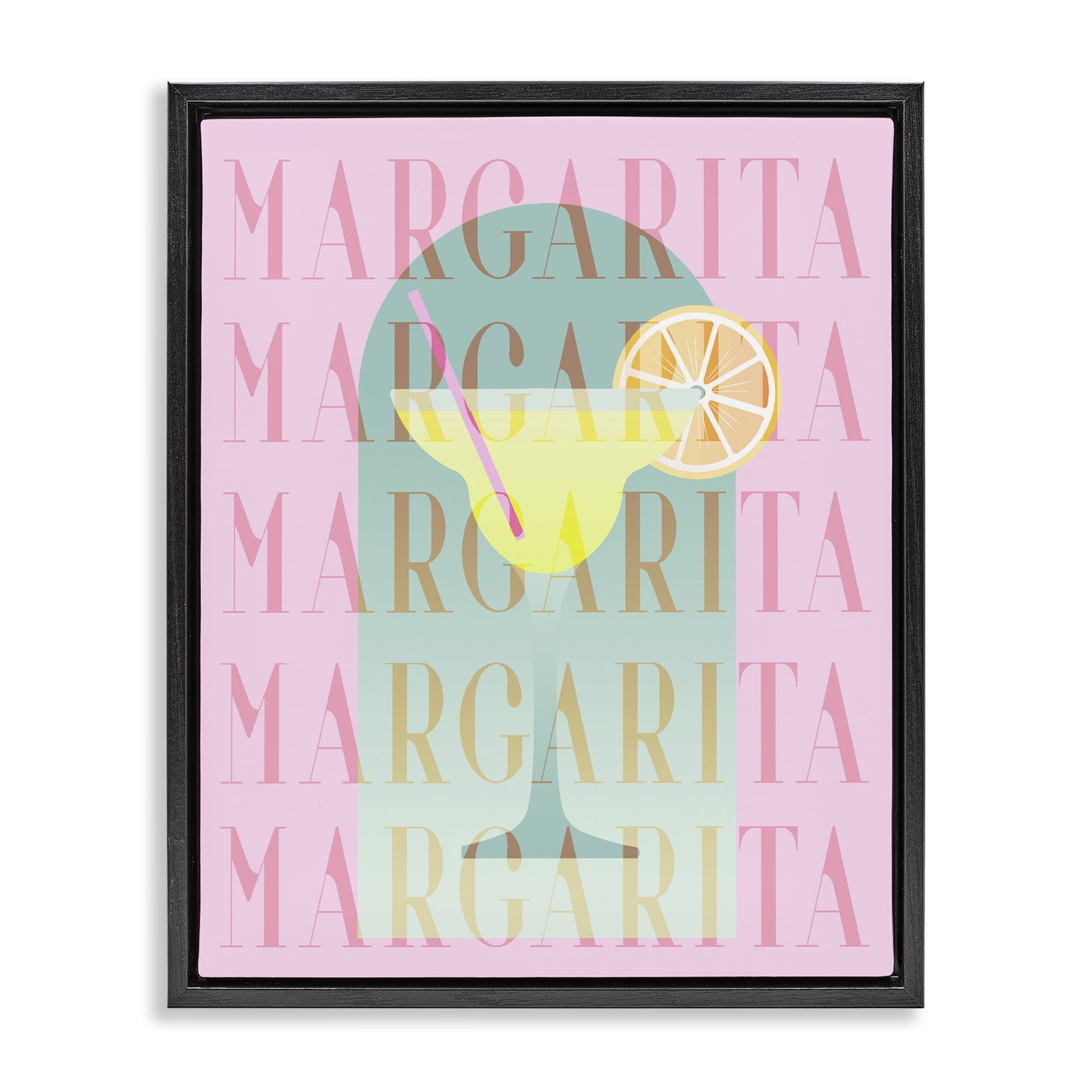 Retro Pastel Margarita Black Framed Floater Canvas Wall Art, design by Lil' Rue