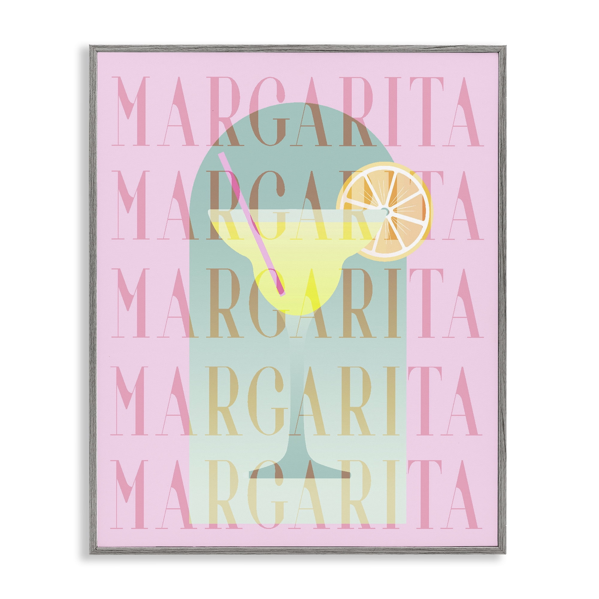Retro Pastel Margarita Gray Framed Giclee Art, design by Lil' Rue