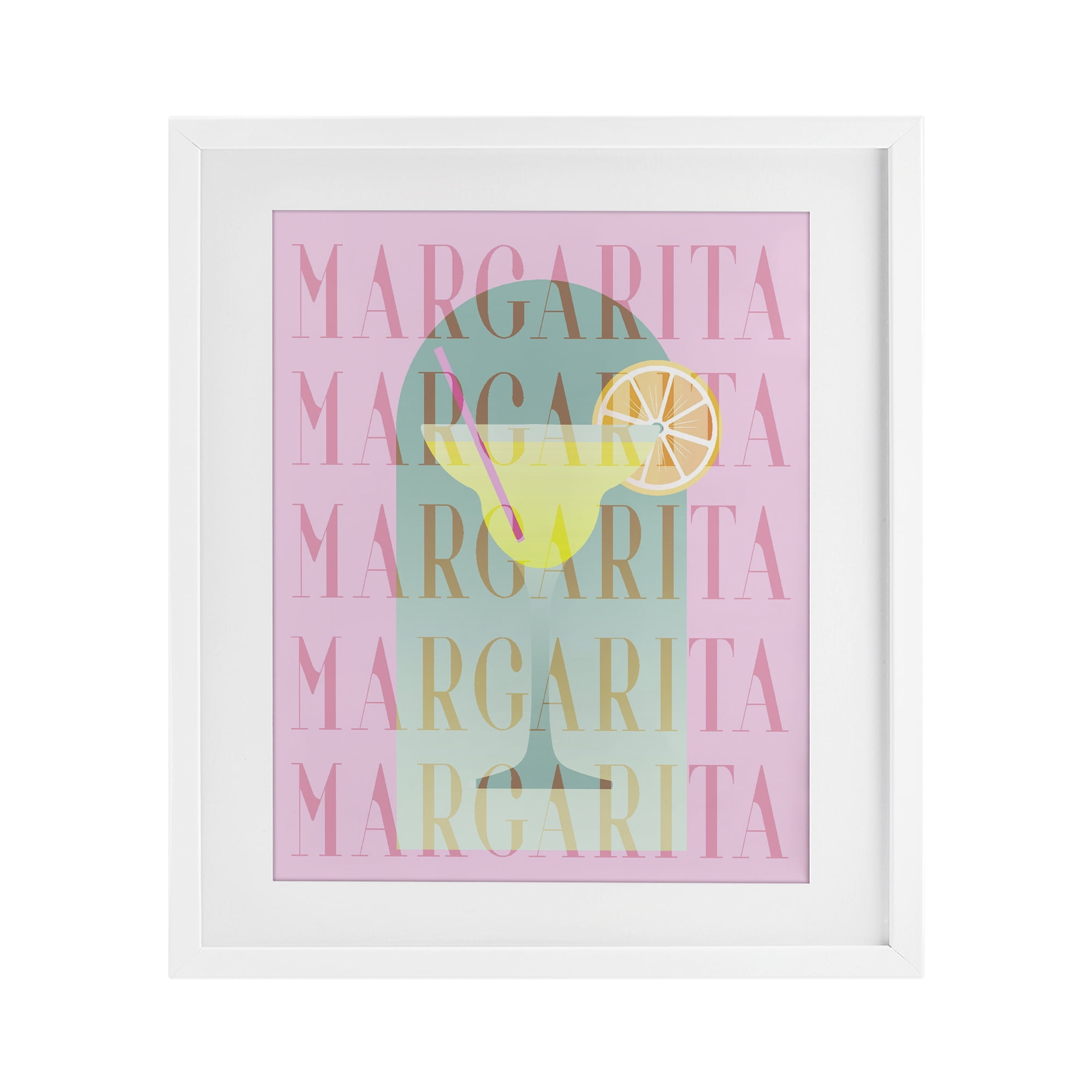 Retro Pastel Margarita White Framed Print Under Glass, design by Lil' Rue