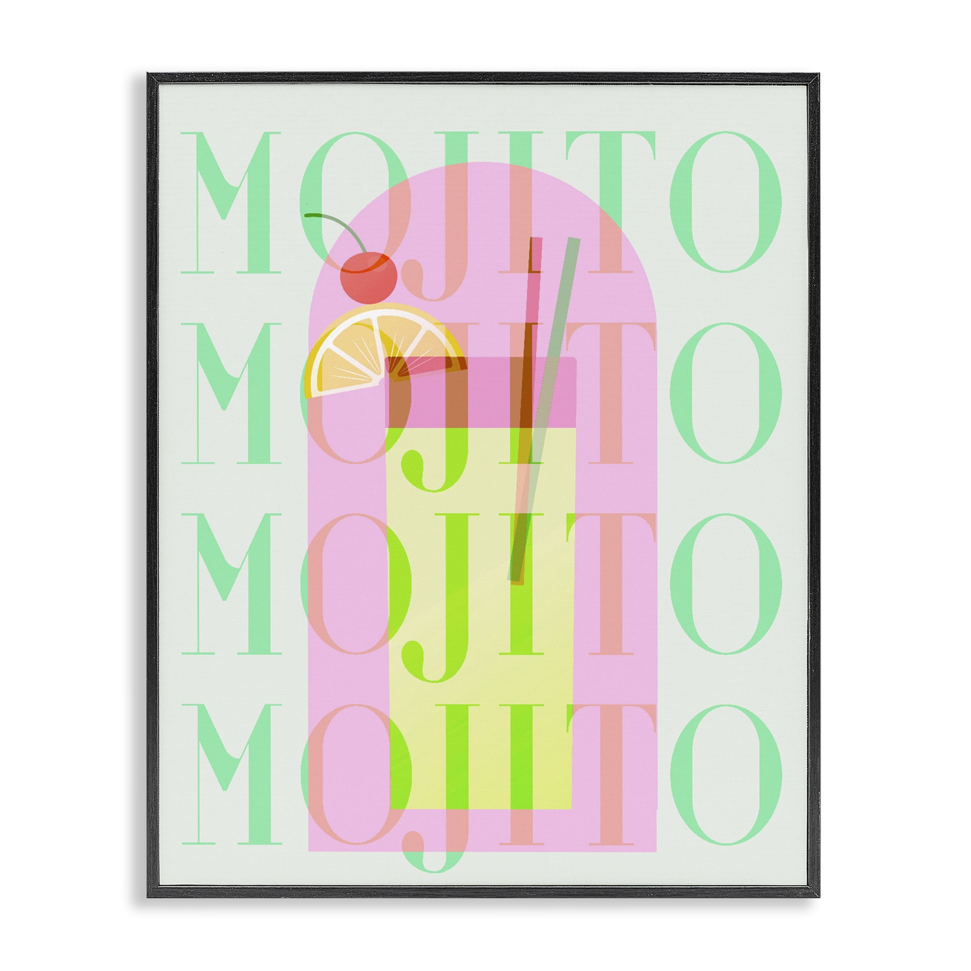 Retro Pastel Mojito Black Framed Giclee Art, design by Lil' Rue