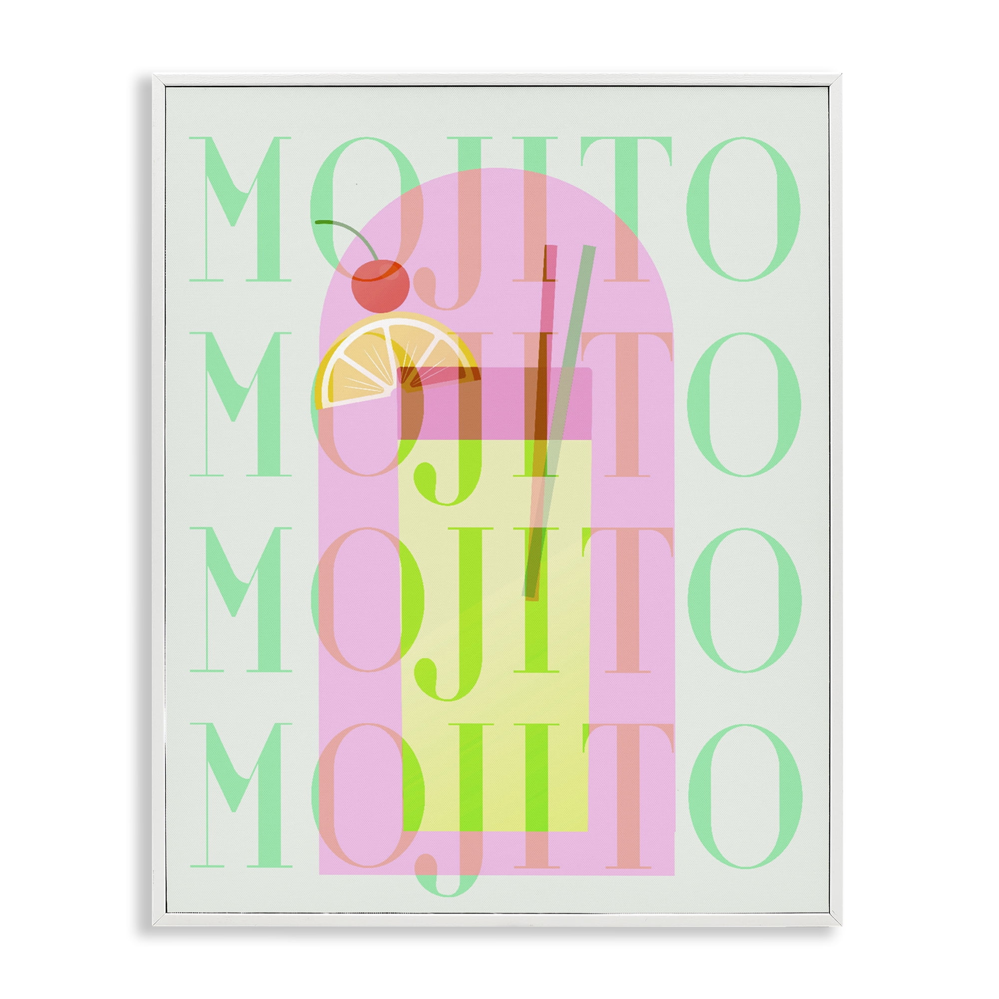 Retro Pastel Mojito White Framed Giclee Art, design by Lil' Rue