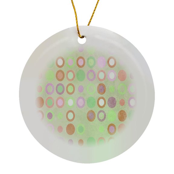 3drose, Retro Pastel Polka Dots, Circle Porcelain Ornament