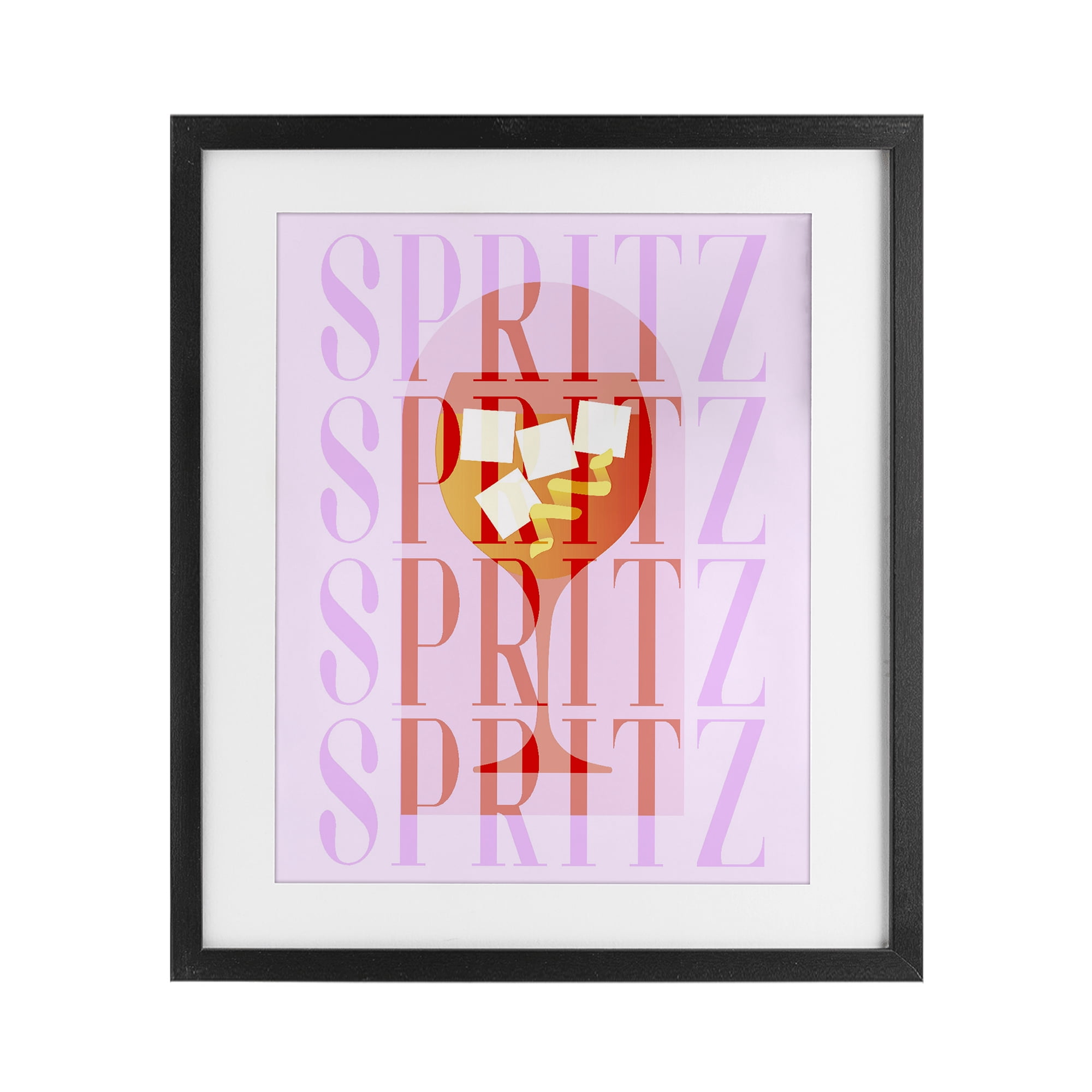 Retro Pastel Spritz Black Framed Print Under Glass, design by Lil' Rue