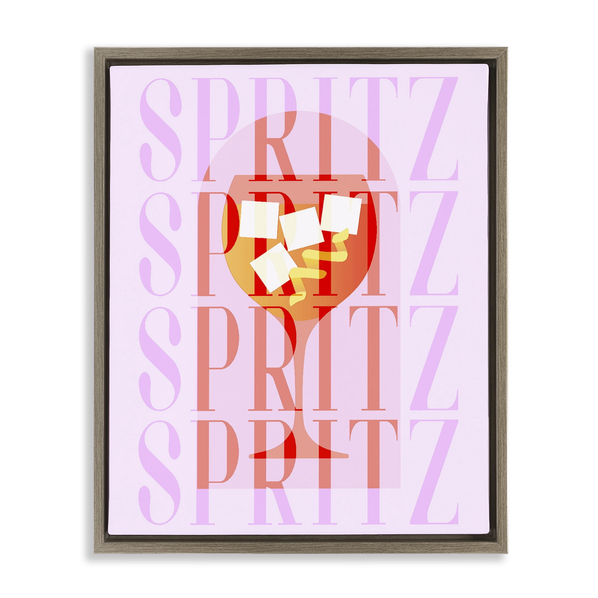 Retro Pastel Spritz Brown Framed Floater Canvas Wall Art, design by Lil' Rue