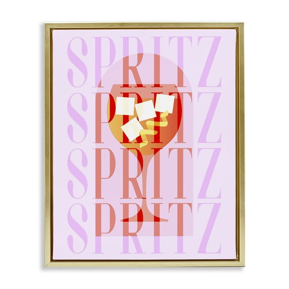 Retro Pastel Spritz Gold Framed Floater Canvas Wall Art, design by Lil' Rue