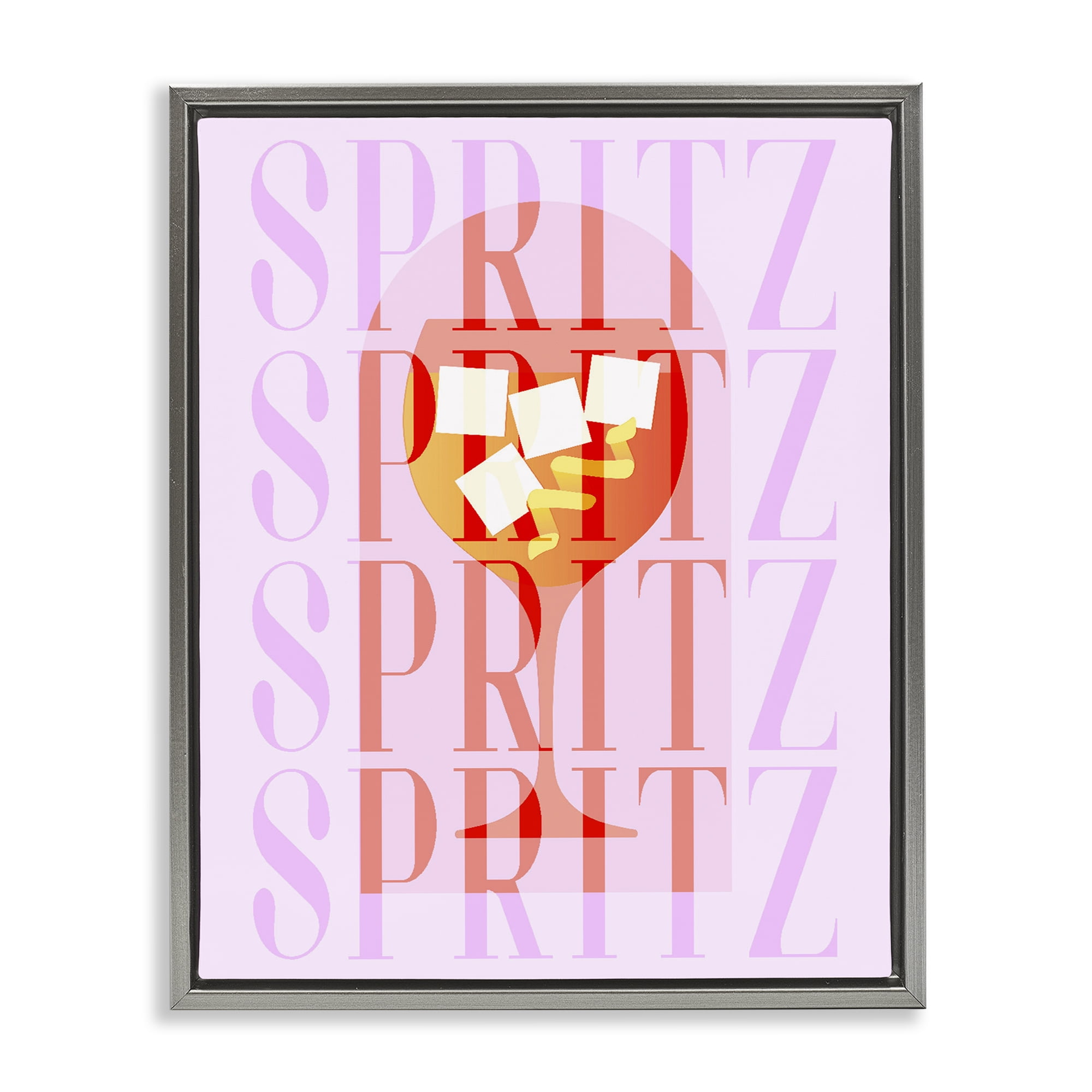 Retro Pastel Spritz Gray Framed Floater Canvas Wall Art, design by Lil' Rue