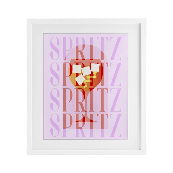 Retro Pastel Spritz White Framed Print Under Glass, design by Lil' Rue